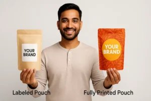 full pouch vs label design